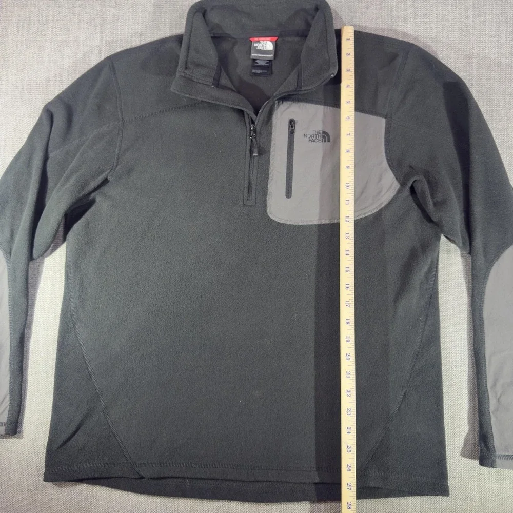 The North Face Sweater Mens Large Black Fleece 1/4 Zip Chest Pocket Pullover
